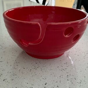 Bright Red Cheerful Yarn Bowl, Knitting  Crocheting Accessory